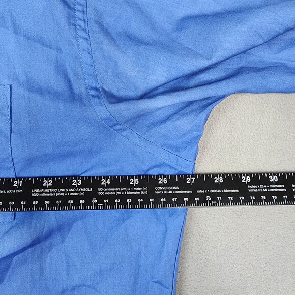 Puritan Button Up Shirt Men's Size 18 Big Blue Short Sleeve Wrinkle Free - Picture 6 of 7